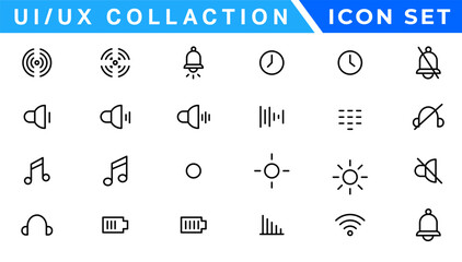 User Interface Icons Collection, Basic ui ux icon set. Set icon of user interface. Vector illustration. editable stroke