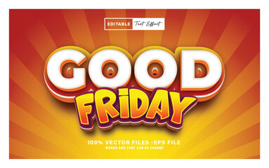 Wall Mural - Good Friday 3d editable vector text effect