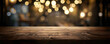 Rustic wooden table against a backdrop of soft, blurred restaurant lights, capturing a warm, inviting dining atmosphere