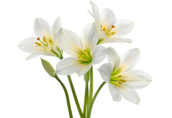 Wall Mural - lilies isolated on a white background. white rain lily (zephyranthes candida)
