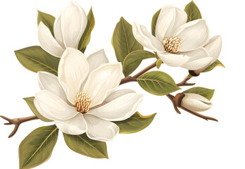 Wall Mural - Magnolia Flower isolated on transparent background. PNG file