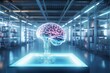 Neural artificial intelligence brain in a lab for futuristic research, technology innovation and machine learning network