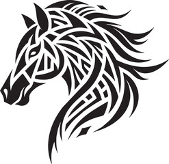 Wall Mural - Geometric Tribal Horse Head Silhouette Vector Art