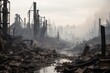 Destructive ecological catastrophe. devastating pollution and environmental disaster
