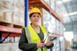 © ultramansk - operation worker woman checking and inspecting cargo for stack items for shipping. Staff checking the store factory. industry factory warehouse. Worker Scanning Package In Warehouse.