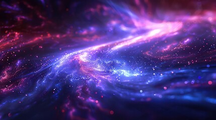 Wall Mural - This image illustrates a vibrant cosmic nebula with glittering stars and a dynamic interstellar cloudscape, rich in blues and pinks