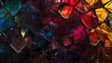 Fototapeta Do akwarium - black background, colorful, eerie, repetitive, deep, abstract, broken glass, crystal style