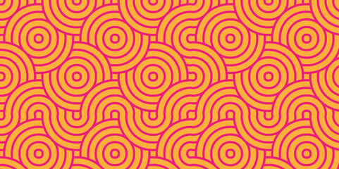 Minimal diamond geometric waves spiral pattern and abstract circle wave line. orange and red seamless tile stripe geomatics create retro square line backdrop pattern background. Overlapping Pattern.