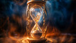 Enigmatic Antique Hourglass Amidst Cosmic Swirls Signifying the Passage of Time