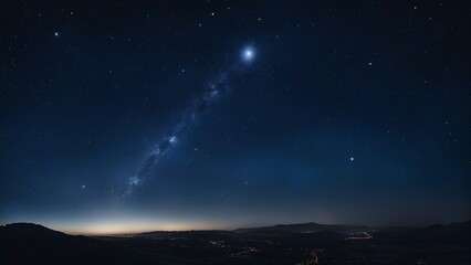 Wall Mural - starry night sky _A night sky with stars and planets. The sky is painted with dark blue watercolor, creating a grunge  