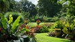 © Matthew - A scenic view of a lush tropical garden, with bright flowers and diverse plant life capturing the essence of a serene natural paradise