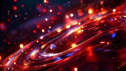 Wall Mural - Red abstract background with shining stars lights. The endless whirling of lights in outer space.	