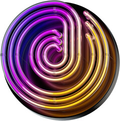 Sticker - 3d rendered bold At sign made of colorful gradient glowing neon tubes