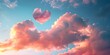 Soft pastel clouds in heart shapes float peacefully setting a romantic scene. Concept Romantic Cloud Heart, Pastel Sky, Peaceful Atmosphere