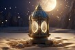 Ancient Arabian Glass Magic Lantern Standing on the Sand