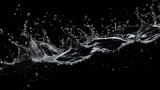 Fototapeta Łazienka - Abstract water splashes contrast vividly against a black background.