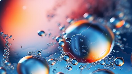 Canvas Print - An abstract cosmic background depicts space or planets in a cosmic universe, featuring a molecule structure and water bubbles in a macro shot with selective focus.