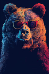 Wall Mural - Cute bear wearing sunglasses