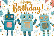 Robots birthday banner