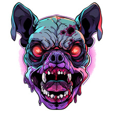 T-shirt Design Icon Zombie Bulldog Mask Logo Cartoon Character Scary