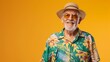 Older Man in Hawaiian Shirt and Hat