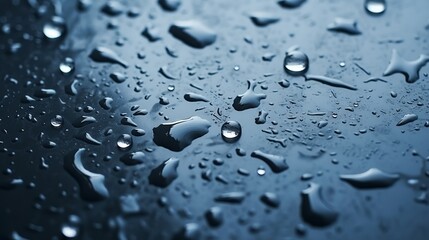 Poster - Rainwater descends onto a dark surface, creating reflections on the floor during the rainy season.