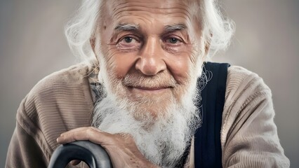 Wall Mural - elderly man with white hair and a long beard, displaying wrinkles that showcase the wisdom of his years.