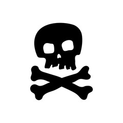 Wall Mural - Skull and crossbones icon. Black silhouette. Front view. Vector simple flat graphic hand drawn illustration. Isolated object on a white background. Isolate.