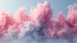 a cloud of pink and white smoke floating in the air with a blue sky in the backgrounnd.
