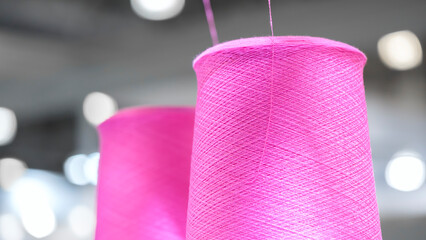 Aufkleber - Spools of color threads closeup for spinning machine
