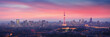 Enchanting Sunset View of BT Tower Dominating Metropolitan Skyline: A Dramatic Blend of Architecture and Nature