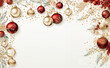 © Rache - red and gold christmas background frame border with balls