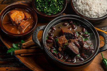 Wall Mural - feijoada, brazilian food with black beans and pork meat