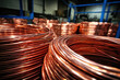 Copper wire spools stored in warehouse