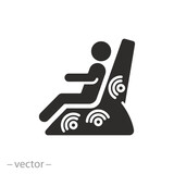 Fototapeta Panele - electrical masseur icon, massage chair, treatment muscles back and legs, thin line symbol on white background - vector illustration