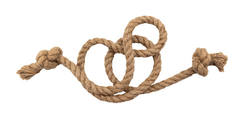 Wall Mural - Jute. Twisted linen rope on a white background. Rope