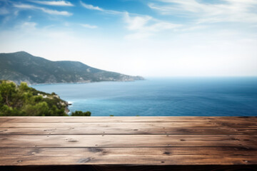 Wall Mural - Luxurious Summer Getaway: Serene Coastal View, Sunny Terrace, and Azure Waters