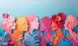 © Agave Studio - Paper cut illustration. Symbols of international women's day, paper cut faces, different women from around the world