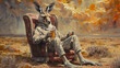 kangaroo on a chair in the outback