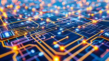 Digital circuit and technology concept, highlighting the complexity of computer networks and electronic communication