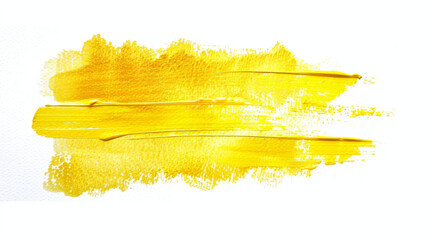 Wall Mural - Textured stroke of yellow paint on a white canvas communicates energy and artistic intention