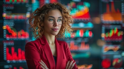 Wall Mural - woman on the background of a chart