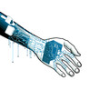 Kybernetischer Arm: Technologie und Menschlichkeit verschmelzen vektor