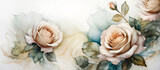 Fototapeta Kwiaty - Piękne kremowe róże, tapeta letnie kwiaty