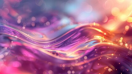 Wall Mural - abstract background with glowing lines or waves in pink and lilac with bokeh in background