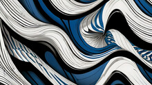 White And Black ,blue Wave, Line Bundle Ai Generated
