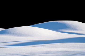 Wall Mural - white snow in daylight, background, isolate on black background