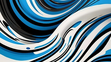 Canvas Print - white and black ,blue wave, line bundle ai generated