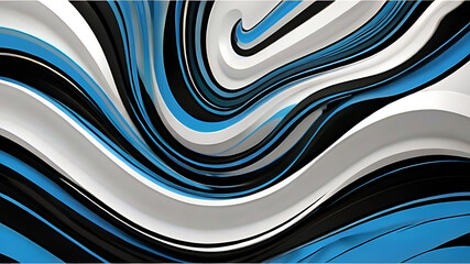 Wall Mural - white and black ,blue wave, line bundle ai generated