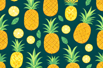 Wall Mural - Enthusiastic: Neat flat design pineapple vector illustration generative ai